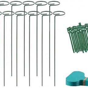 Plant Support Stakes,Garden Single Stem Support Stake,15.8in Heigh Plant Stake,Plant Support Stakes Tall for Flowers Amaryllis Tomatoes Peony Lily Rose(with 20 Plant Tie + Labels)