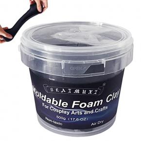 Foam Clay Cosplay Moldable Air Dry Foam Clay Craft 500g Black Lightweight Sculpting Foam for Costumes Sanding Cosplay (500g, Black)